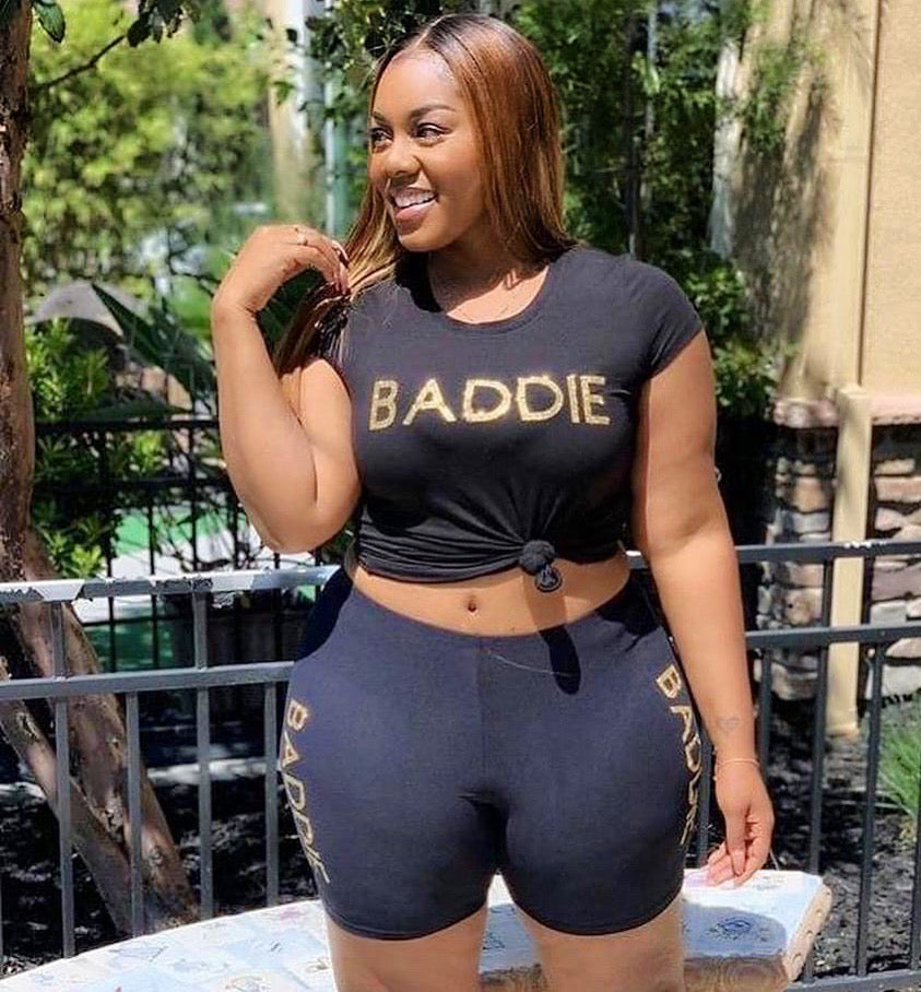 Black and Gold BADDIE Short set