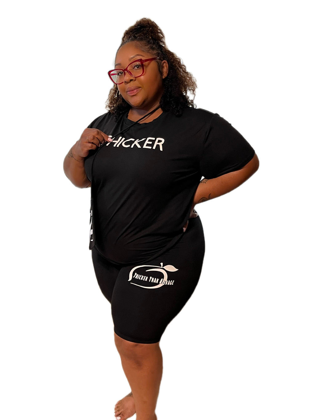 Black and White THICKER Oversized Short set W/ Bag