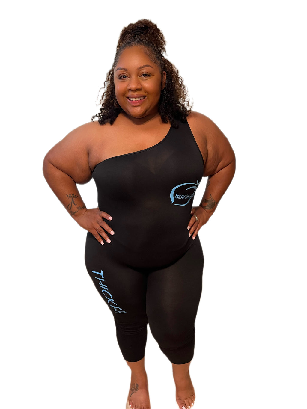 Black and Blue Cold Shoulder Jumpsuit