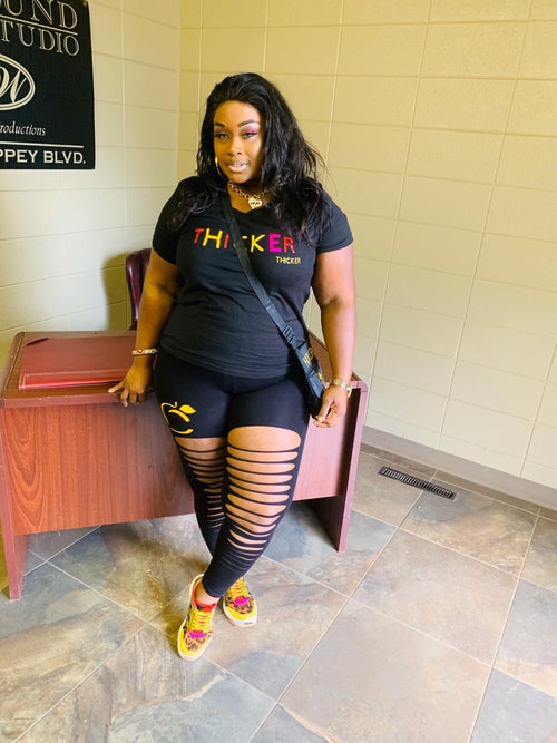 Black and Multi Color THICKER Fit