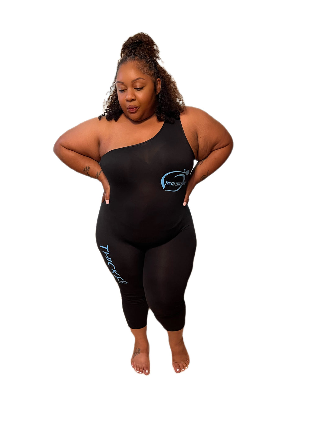 Black and Blue Cold Shoulder Jumpsuit