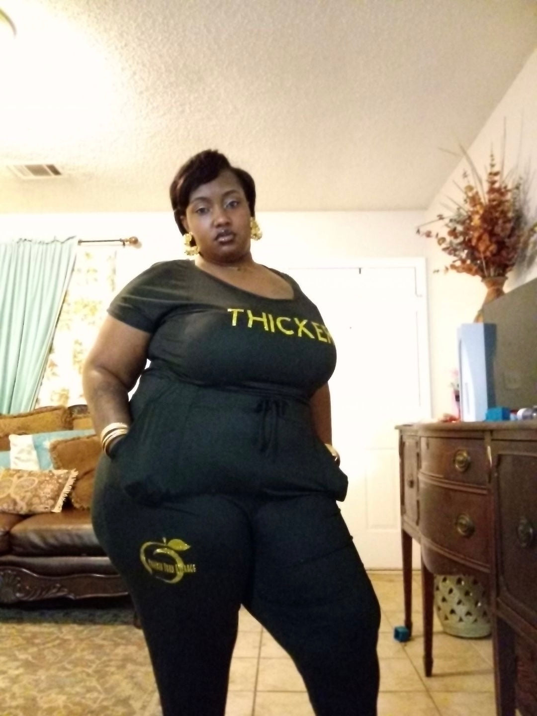 Black and Gold THICKER JUMPSUIT