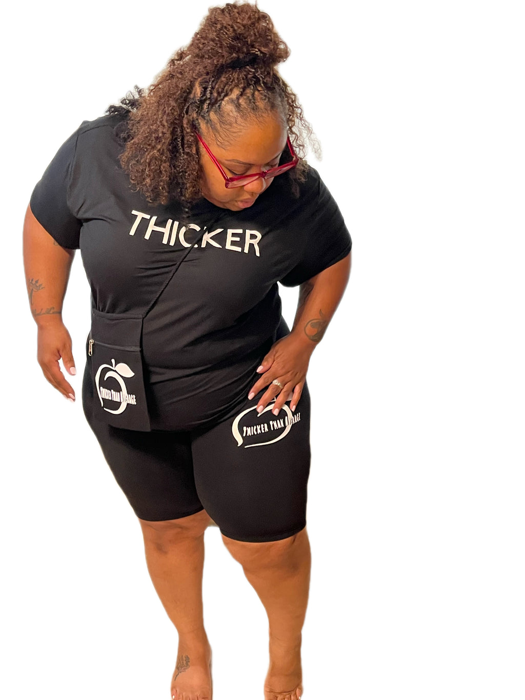 Black and White THICKER Oversized Short set W/ Bag