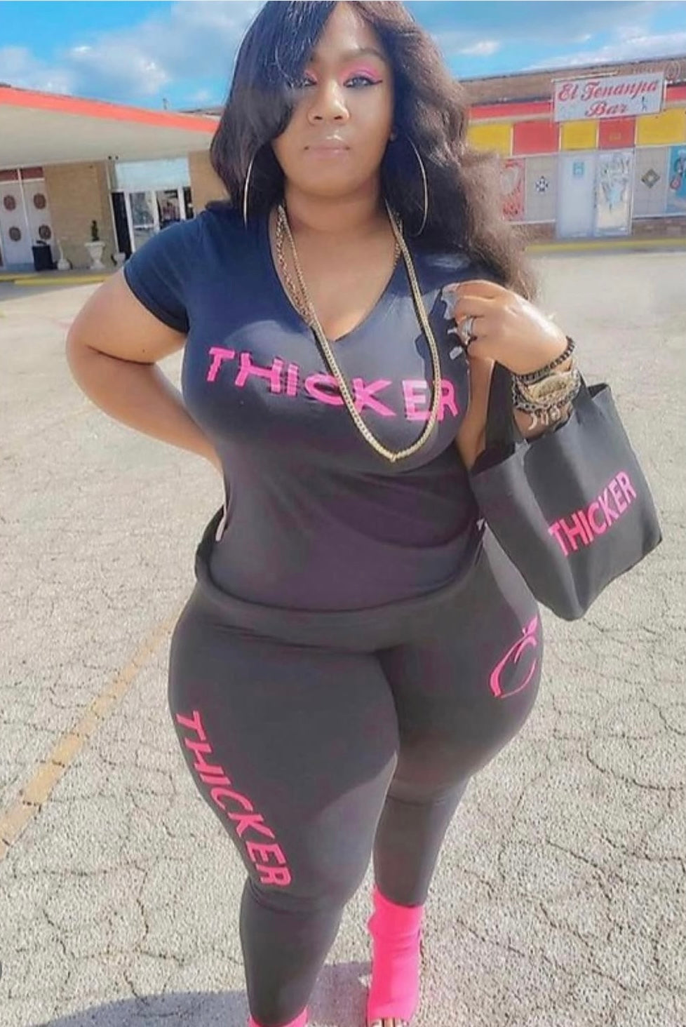 Black and Pink THICKER FIT W/ Bag