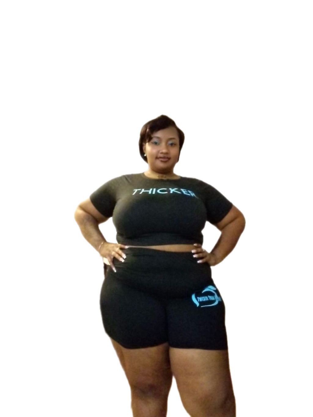 Black and Blue Crop top Short set