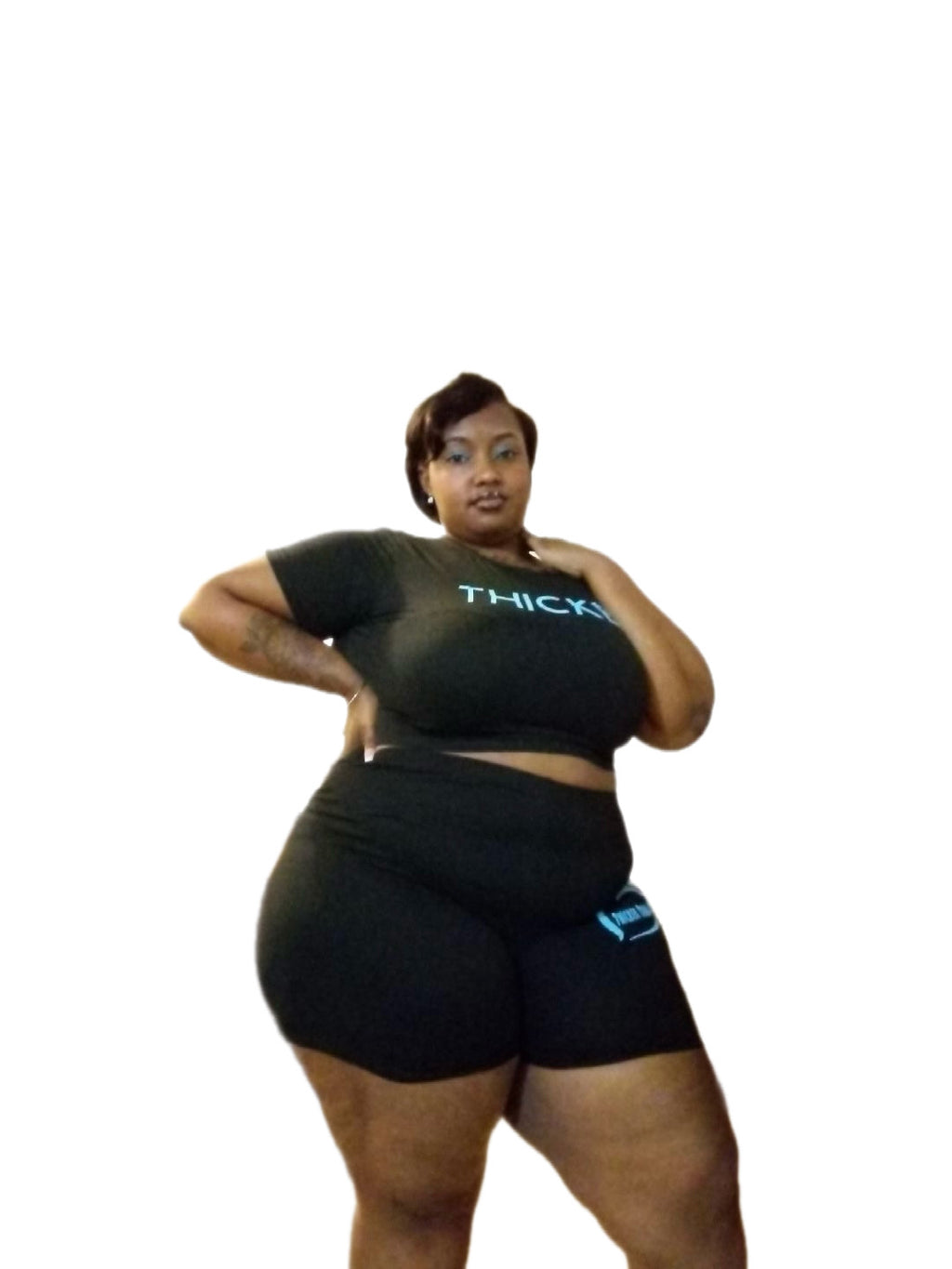 Black and Blue Crop top Short set