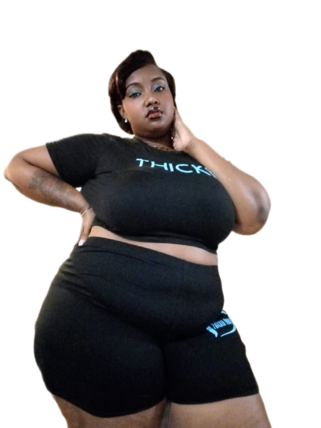 Black and Blue Crop top Short set